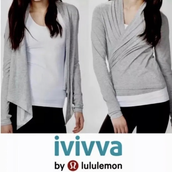 Ivivva lululemon girls light grey long sleeve cardigan with snap buttons - Picture 1 of 9
